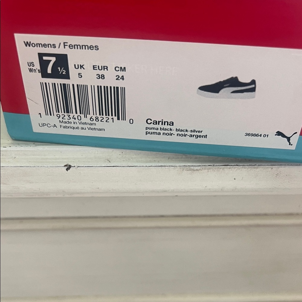 Puma carina women’s  Black and White Sneakers size 7 1/2 - Picture 11 of 14